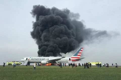 Máy bay bốc cháy nghi ngút. (Nguồn: Dnainfo)