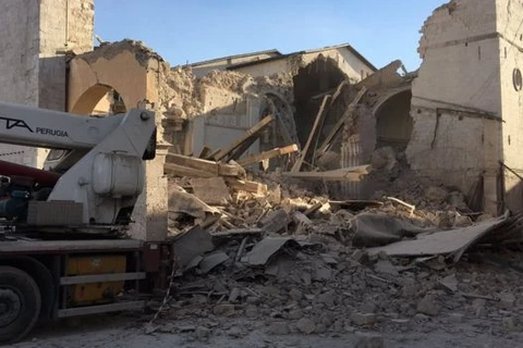 Cảnh đổ nát sau trận động đất ở Italy. (Nguồn: BBC)