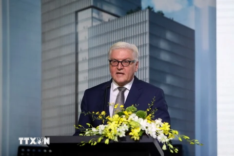 Bộ trưởng Ngoại giao Đức Frank-Walter Steinmeier phát biểu tại buổi lễ. (Ảnh: Thanh Vũ/TTXVN)