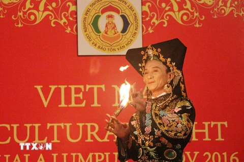 Trình diễn tín ngưỡng thờ Mẫu của người Việt. (Ảnh: Hoàng Nhương/TTXVN)