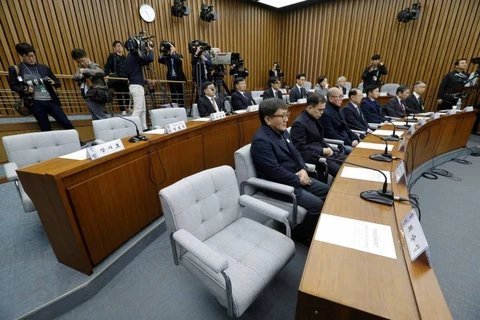 Chiếc ghế của bà Choi Soon-sil bị bỏ trống tại phiên điều trần của Quốc hội Hàn Quốc. (Nguồn: Reuters)