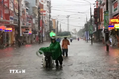 Ngập lụt tại thành phố Huế. (Ảnh: Quốc Việt/TTXVN)