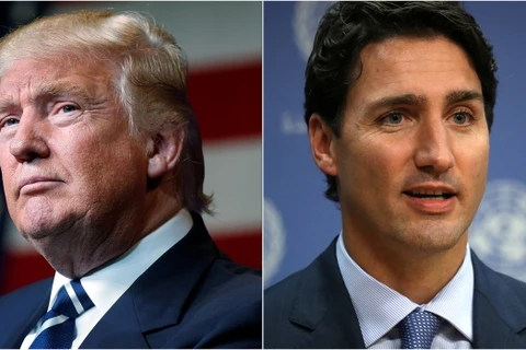 Thủ tướng Canada Justin Trudeau (phải) và tân Tổng thống Mỹ Donald Trump. (Nguồn: CBC)