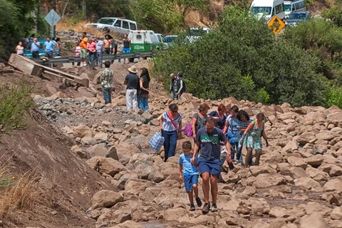 Một con đường bị sạt lở ở Chile. (Nguồn: Reuters)