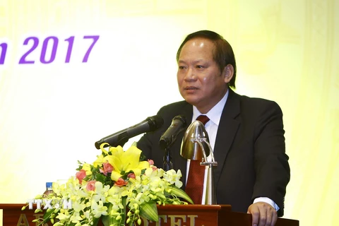 Ông Trương Minh Tuấn, Ủy viên Trung ương Đảng, Phó trưởng Ban Tuyên giáo Trung ương, Bộ trưởng Bộ Thông tin Truyền thông. (Ảnh: An Đăng/TTXVN)