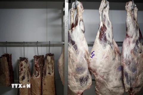 Thịt bày bán tại một cửa hàng ở Sao Paulo, Brazil, ngày 20/3. (Nguồn: AFP/TTXVN)