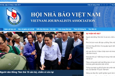 Giao diện website www.hoinhabaovietnam.vn.