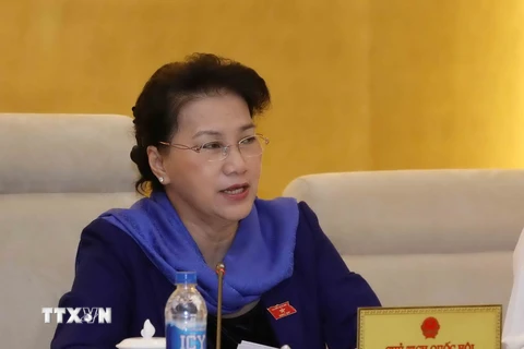Chủ tịch Quốc hội Nguyễn Thị Kim Ngân phát biểu ý kiến. (Ảnh: Phương Hoa/TTXVN)