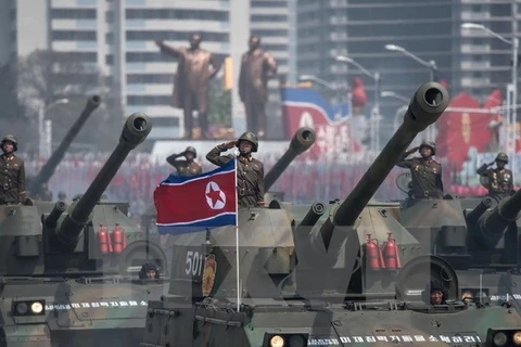 Lễ diễu binh của Quân đội Nhân dân Triều Tiên kỷ niệm 105 ngày sinh cố Chủ tịch Kim Nhật Thành tại Bình Nhưỡng ngày 15/4. (Nguồn: AFP/TTXVN)
