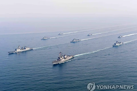 Tàu hải quân của Mỹ, Hàn Quốc trong một cuộc tập trận. (Nguồn: Yonhap)