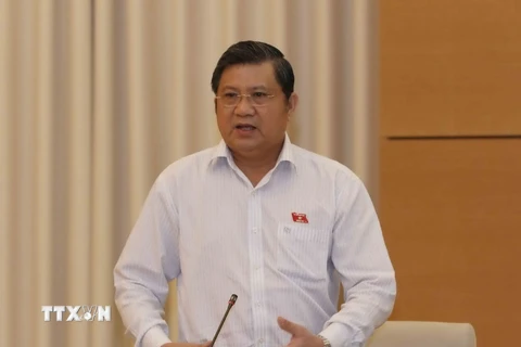 Chủ nhiệm Ủy ban Đối ngoại của Quốc hội Nguyễn Văn Giàu phát biểu ý kiến. (Ảnh: Phương Hoa/TTXVN)