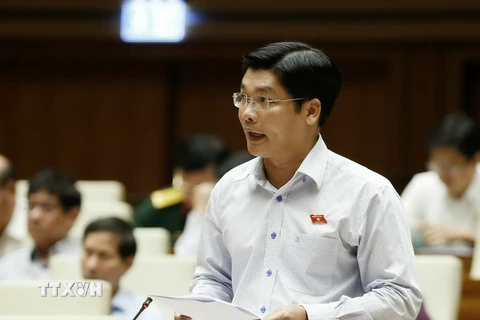 Đại biểu Quốc hội tỉnh Thừa Thiên Huế Nguyễn Chí Tài phát biểu ý kiến. (Ảnh: Văn Điệp/TTXVN)