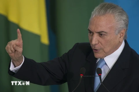 Tổng thống Michel Temer tại cuộc họp ở Brasilia, Brazil ngày 31/5. (Nguồn: EPA/TTXVN)