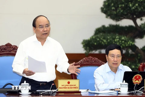 Thủ tướng Nguyễn Xuân Phúc phát biểu chỉ đạo phiên họp. (Ảnh: Thống Nhất/TTXVN)