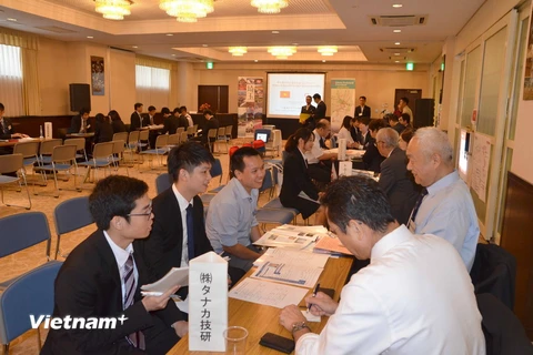 Các doanh nghiệp tại tỉnh Saitama, Nhật Bản tiếp xúc, trao đổi thông tin với lưu học sinh Việt Nam. (Ảnh: Gia Quân/Vietnam+)