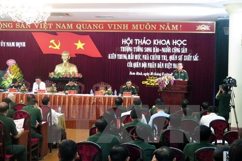 Quang cảnh một hội thảo khoa học về Thượng tướng Song Hào. (Ảnh: Nguyễn Lành/TTXVN)