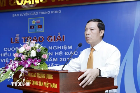 Ông Phạm Văn Linh, Phó Trưởng ban Tuyên giáo Trung ương, Trưởng ban chỉ đạo Cuộc thi phát biểu. (Ảnh: Văn Điệp/TTXVN)