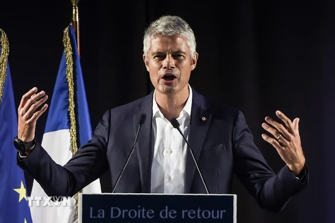 Phó Chủ tịch đảng LR Laurent Wauquiez phát biểu tại Les Etables, miền trung Pháp ngày 3/9. (Nguồn: AFP/TTXVN)