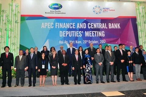 Đại diện các nền kinh tế APEC chụp ảnh chung sau Hội nghị Thứ trưởng Tài chính và Phó Thống đốc Ngân hàng Trung ương APEC. (Nguồn: TTXVN)