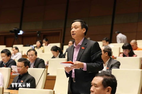 Đại biểu Quốc hội tỉnh Thái Bình Bùi Văn Xuyền phát biểu ý kiến. (Ảnh: Phương Hoa/TTXVN)