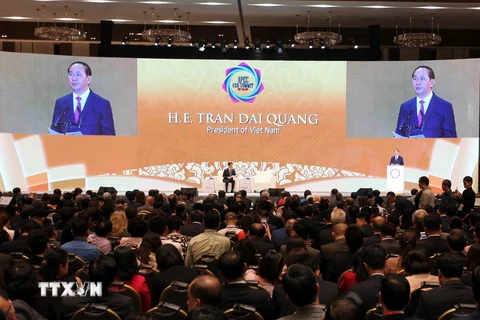 Chủ tịch nước Trần Đại Quang dự khai mạc Hội nghị Thượng đỉnh Doanh nghiệp APEC 2017. (Nguồn: TTXVN)