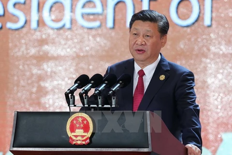Chủ tịch Trung Quốc Tập Cận Bình phát biểu tại Hội nghị Thượng đỉnh Doanh nghiệp APEC 2017 (CEO Summit 2017). (Nguồn: TTXVN)