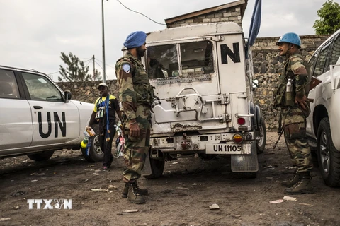 Binh sỹ gìn giữ hòa bình của Liên hợp quốc tuần tra tại Goma, Cộng hòa Dân chủ Congo. (Nguồn: AFP/TTXVN)