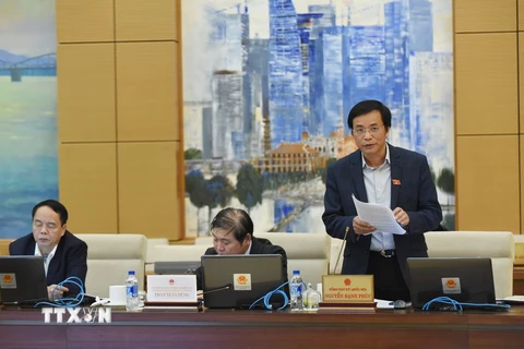 Tổng Thư ký, Chủ nhiệm Văn phòng Quốc hội Nguyễn Hạnh Phúc phát biểu. (Ảnh: Trọng Đức/TTXVN)