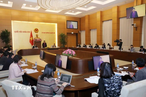 Phó Chủ tịch thường trực Quốc hội Tòng Thị Phóng chủ trì cuộc họp lần thứ ba Ban Tổ chức APPF-26. (Ảnh: Phương Hoa/TTXVN)