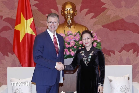 Chủ tịch Quốc hội Nguyễn Thị Kim Ngân tiếp Đại sứ Hoa Kỳ Daniel J.Kritenbrink. (Ảnh: Văn Điệp/TTXVN)