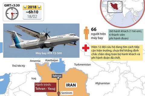 Rơi máy bay chở khách ở Iran, 66 người có thể đã chết.