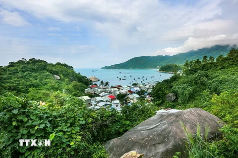 Vẻ đẹp của một góc đảo Cù Lao Chàm nhìn từ trên cao. (Ảnh: Trọng Đạt/TTXVN)