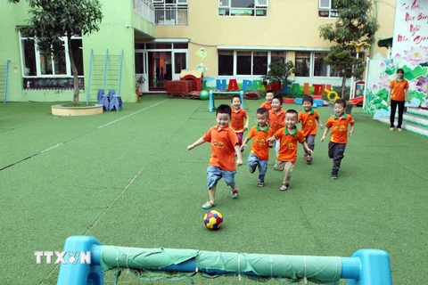 Học sinh một trường mầm non ở Hà Nội. (Nguồn: TTXVN)