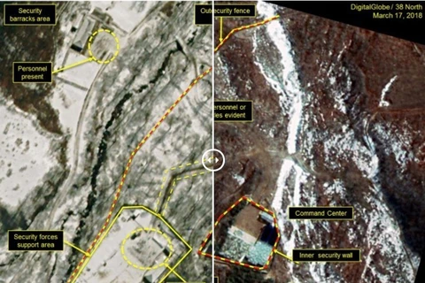 Bãi thử hạt nhân Punggye-ri. (Nguồn: 38 North/TTXVN)