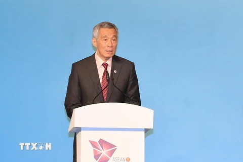 Thủ tướng Singapore Lý Hiến Long phát biểu khai mạc hội nghị. (Ảnh: Thống Nhất/TTXVN)