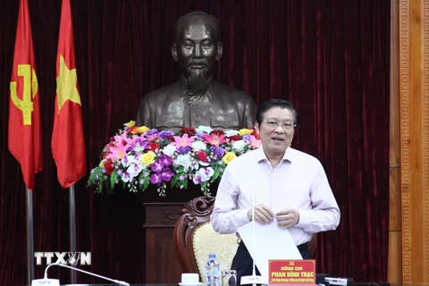 Ông Phan Đình Trạc, Bí thư Trung ương Đảng, Trưởng Ban Nội chính Trung ương phát biểu tại hội nghị. (Ảnh: Quang Duy/TTXVN)