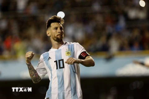 Cầu thủ Lionel Messi thi đấu trong trận giao hữu giữa Argentina và Haiti trên sân La Bombonera ở Buenos Aires (Argentina) ngày 29/5. (Nguồn: EPA/TTXVN)