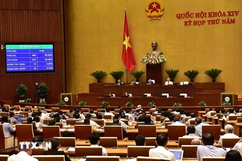 Quốc hội biểu quyết thông qua Luật An ninh mạng với tỷ lệ tán thành 86,86%. (Ảnh: Dương Giang/TTXVN)