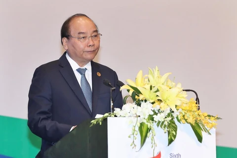 Thủ tướng Nguyễn Xuân Phúc phát biểu tại phiên khai mạc GEF 6. (Ảnh: Thống Nhất/TTXVN)