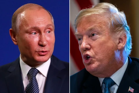 Tổng thống Nga Vladimir Putin và người đồng cấp Mỹ Donald Trump. (Nguồn: New York Post)