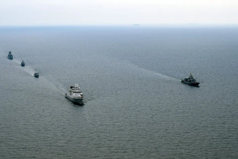 Các tàu tham gia cuộc tập trận. (Nguồn: mil.gov.ua)