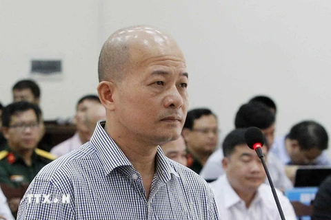Bị cáo Đinh Ngọc Hệ, nguyên Phó Tổng giám đốc Tổng Công ty Thái Sơn (Bộ Quốc phòng) tại phiên tòa. (Ảnh: Văn Điệp/TTXVN)