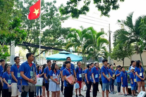 Thanh niên kiều bào từ 10 quốc gia trên thế giới tham dự Trại Hè tại Thành phố Hồ Chí Minh. (Ảnh: Thế Anh/TTXVN)