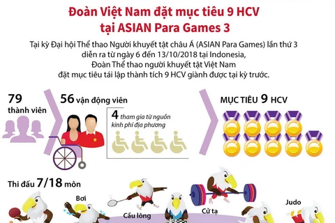 Đoàn Việt Nam đặt mục tiêu 9 huy chương vàng tại ASIAN Para Games 3.