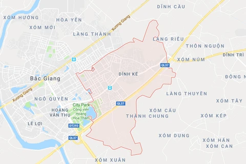 Vị trí phường Dĩnh Kế, thành phố Bắc Giang.