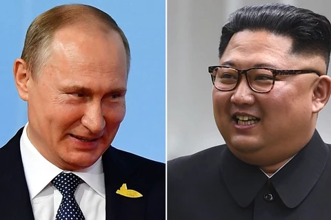 Nhà lãnh đạo Triều Tiên Kim Jong-un và Tổng thống Nga Vladimir Putin. (Nguồn: Sky News)
