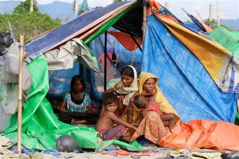 Người Rohingya tại trại tị nạn ở biên giới Myanmar-Bangladesh, gần thị trấn Maungsaw, bang Rakhine ngày 12/11/2017. (Nguồn: AFP/TTXVN)