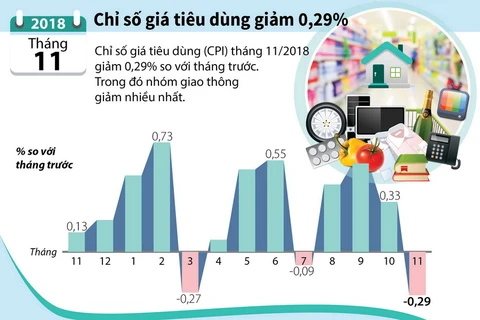 Chỉ số giá tiêu dùng tháng 11 giảm 0,29%