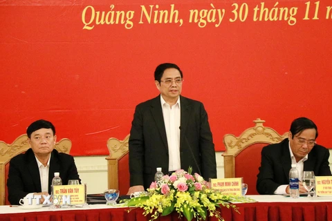 Ông Phạm Minh Chính phát biểu tại hội nghị. (Ảnh: Văn Đức/TTXVN)