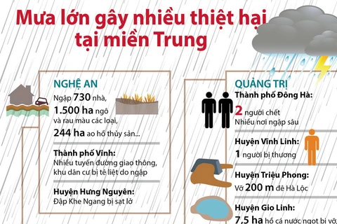 Mưa lớn gây nhiều thiệt hại tại các tỉnh miền Trung.